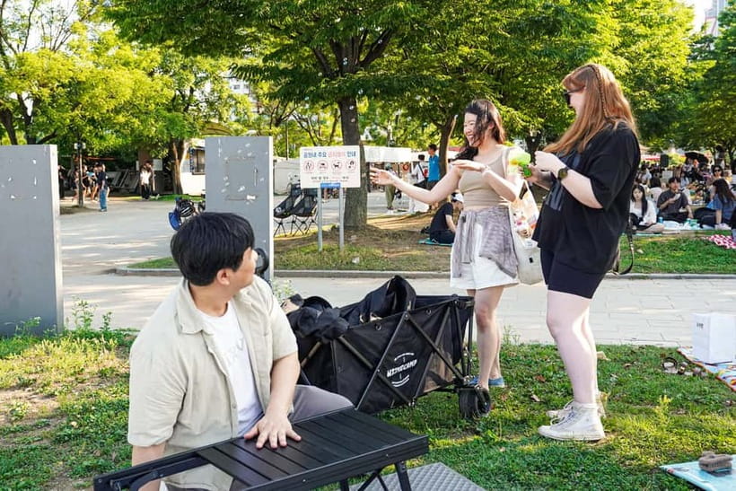 Han's River Picnic in Center of Seoul - Yeouido Hangang Park food market: three ways to eat like a local